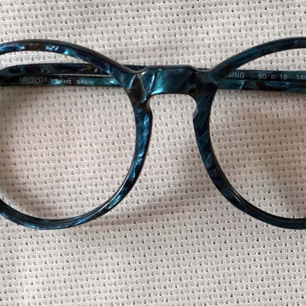 Vintage blue round eyeglass frames dead stock